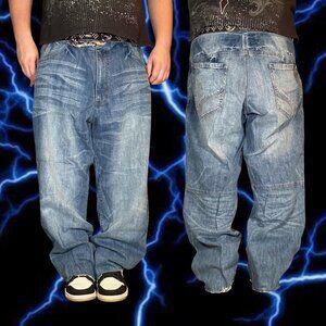 crazy baggy y2k distressed skater rocawear jeans